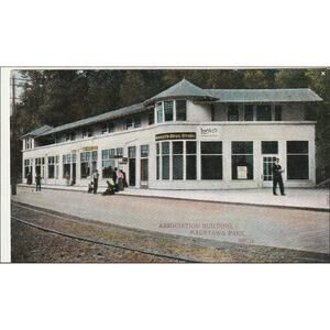 Vintage MI Postcard Macatawa Park Association Building Schmidts Drug Store 1910